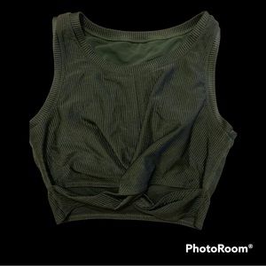 EUC Aerie offline sports bra green ribbed size L